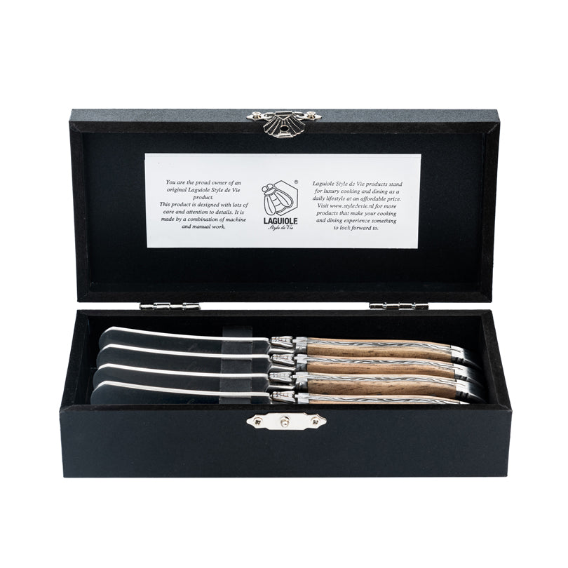 Coltello spalmaburro "Luxury Line - Oak Stonewash", confezione 4 pezzi cm 6,5