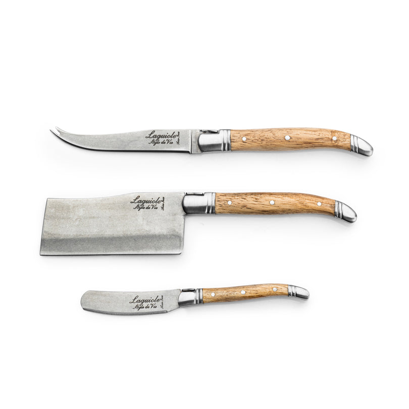 Set 3 coltelli formaggio "Luxury Line - Oak Stonewash" cm 6,5/9,5/10