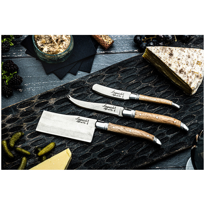 Set 3 coltelli formaggio "Luxury Line - Oak Stonewash" cm 6,5/9,5/10