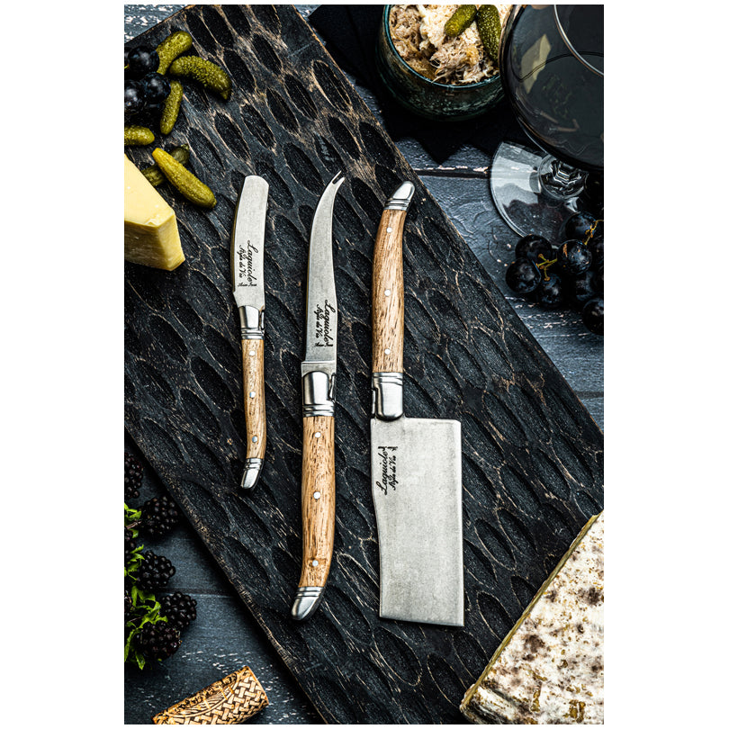 Set 3 coltelli formaggio "Luxury Line - Oak Stonewash" cm 6,5/9,5/10