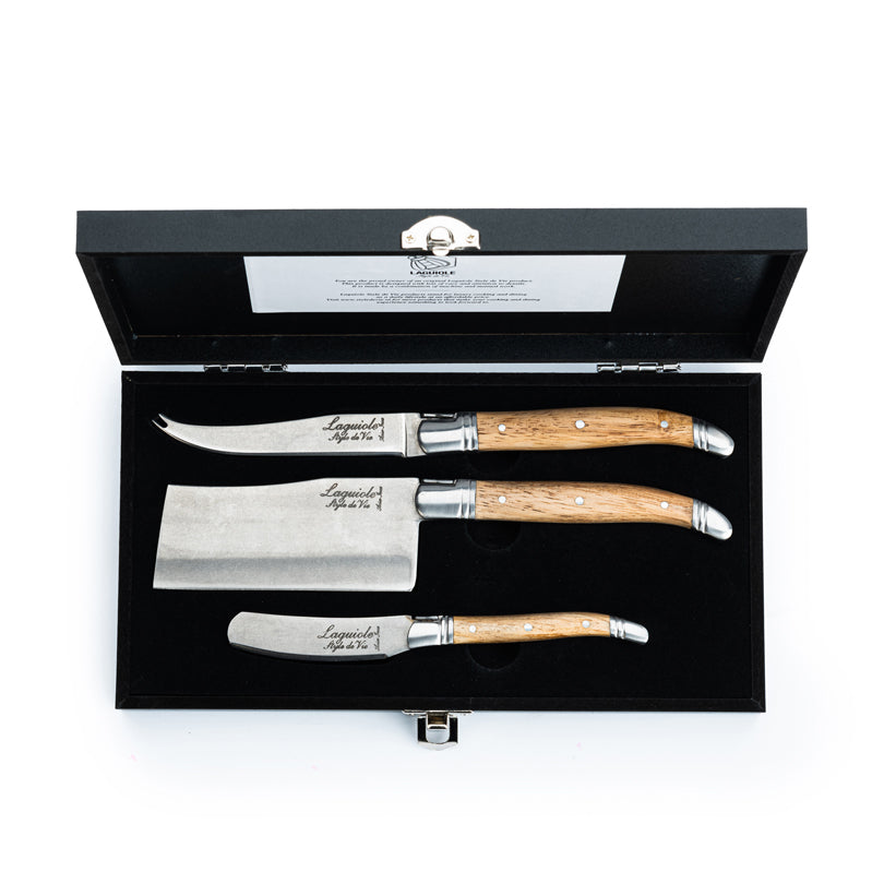 Set 3 coltelli formaggio "Luxury Line - Oak Stonewash" cm 6,5/9,5/10