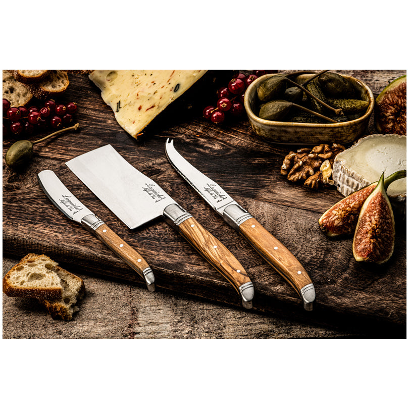 Set 3 coltelli formaggio "Luxury Line - Olive wood" cm 6,5/9,5/10