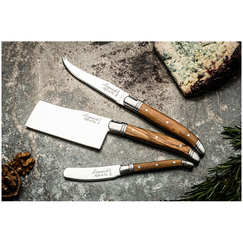 Set 3 coltelli formaggio "Luxury Line - Olive wood" cm 6,5/9,5/10