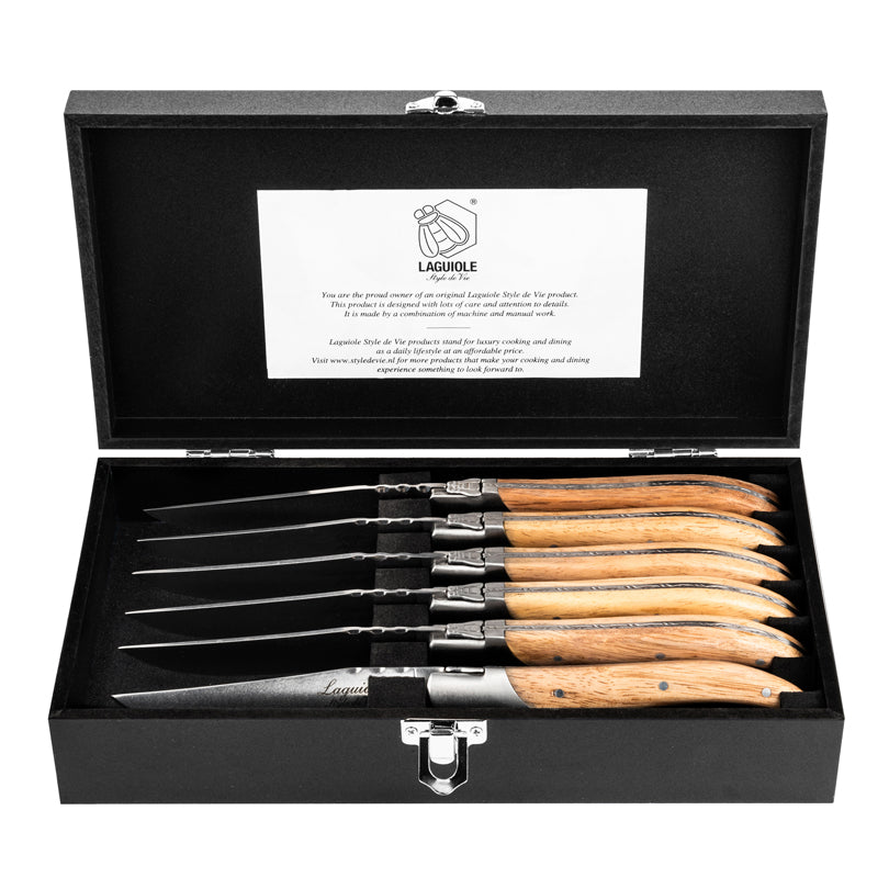 Set 6 coltelli da bistecca "Luxury Line - Oak Stonewash" cm 10,5