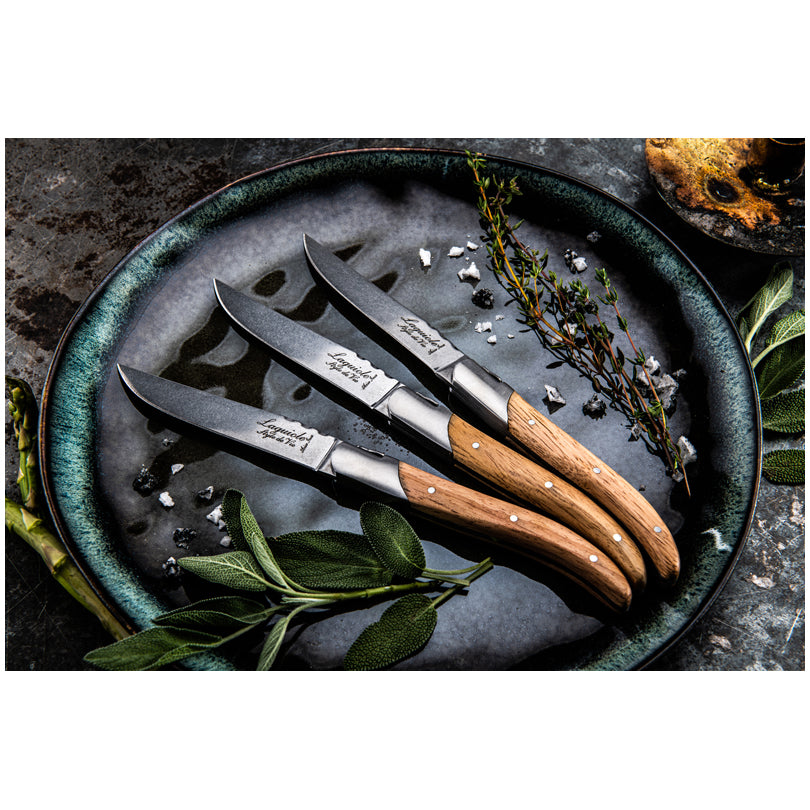 Set 6 coltelli da bistecca "Luxury Line - Oak Stonewash" cm 10,5