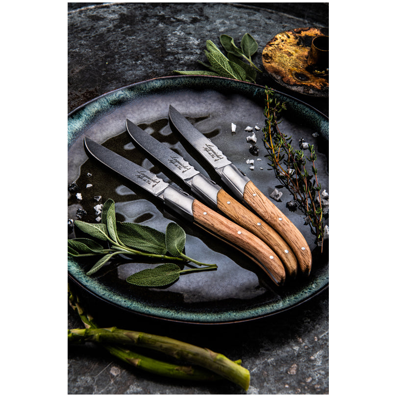 Set 6 coltelli da bistecca "Luxury Line - Oak Stonewash" cm 10,5