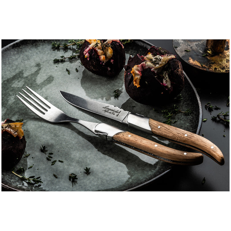 Set 6 coltelli da bistecca "Luxury Line - Oak Stonewash" cm 10,5