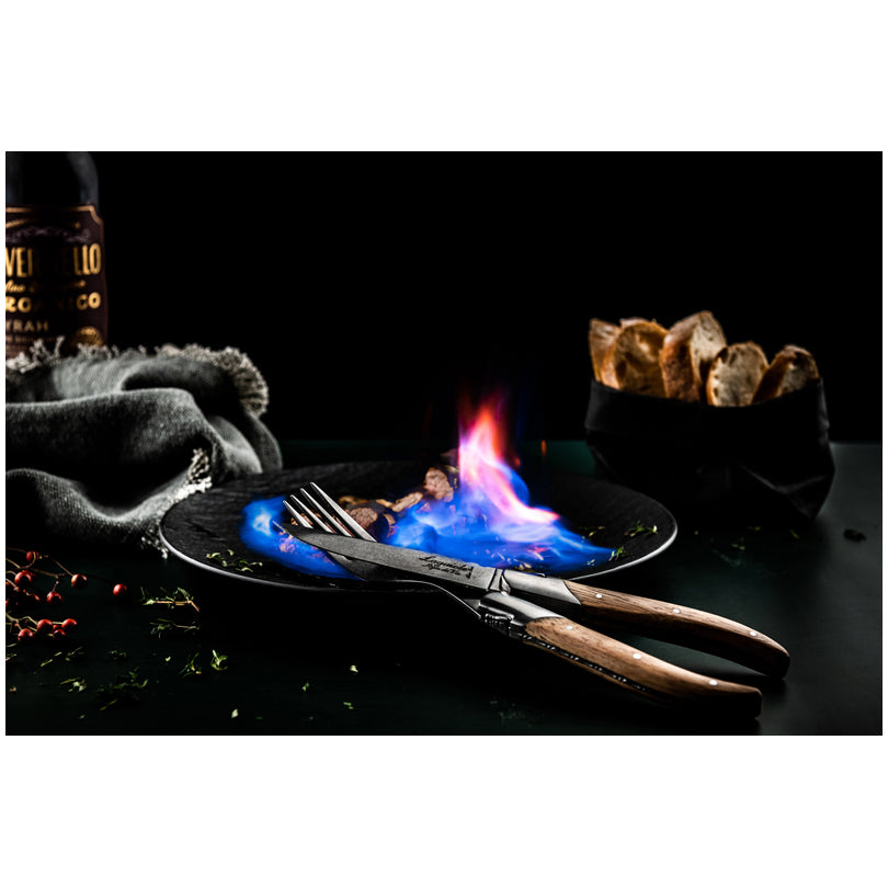 Set 6 coltelli da bistecca "Luxury Line - Oak Stonewash" cm 10,5