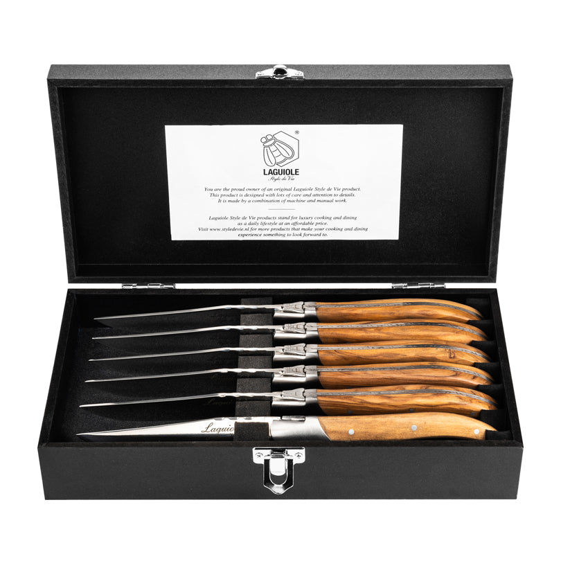 Set 6 coltelli da bistecca "Luxury Line - Olive Wood" cm 10,5