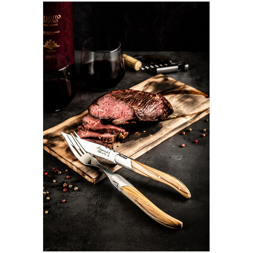Set 6 coltelli da bistecca "Luxury Line - Olive Wood" cm 10,5