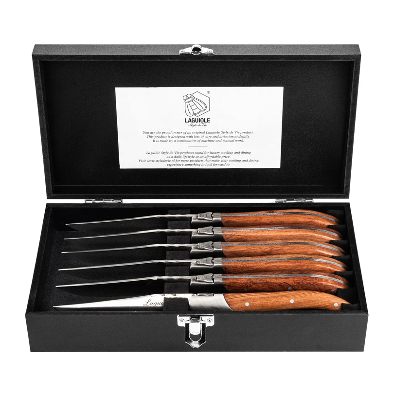 Set 6 coltelli da bistecca "Luxury Line - Pakka Rose" cm 10,5