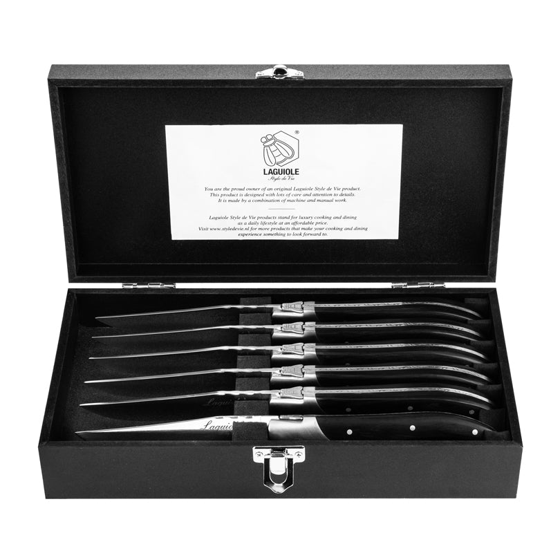 Set 6 coltelli da bistecca "Luxury Line - Black Pakka" cm 10,5