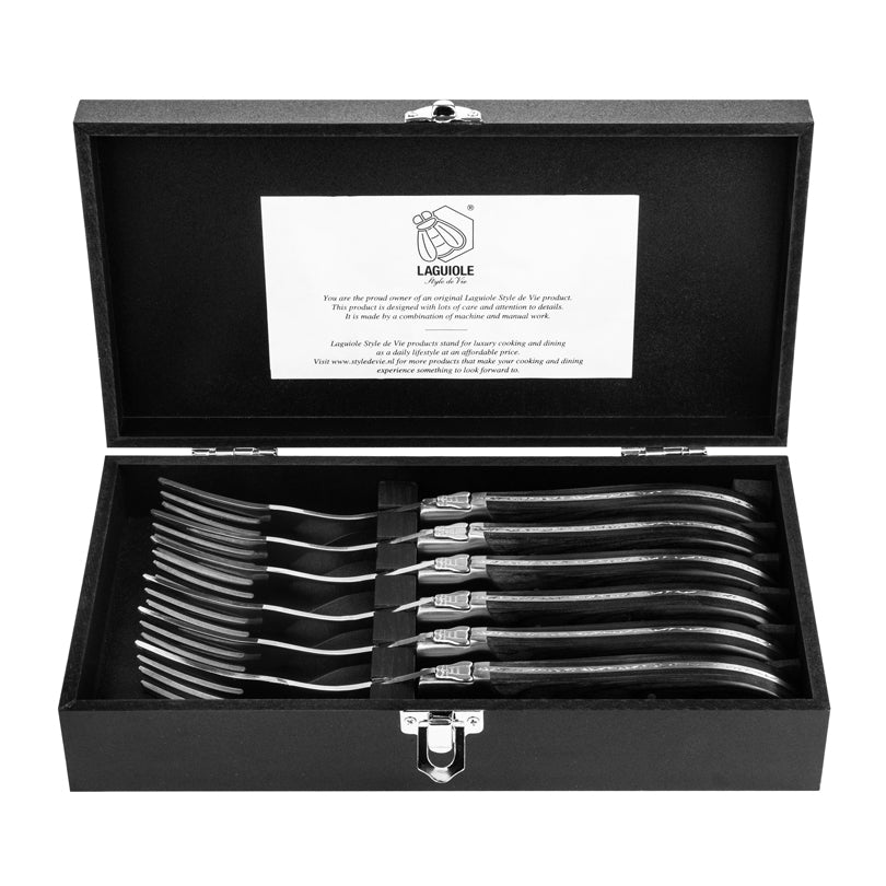 Set 6 forchette da tavola "Luxury Line - Black Pakka" cm 11