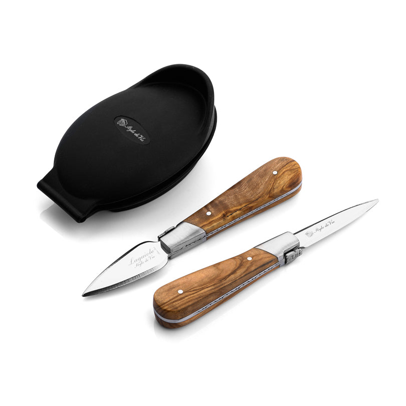 Set regalo ostriche "Luxury Line - Olive Wood", 3 pezzi cm 5/15