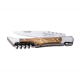 Coltello da tasca con cavatappi "Luxury Line - Olive Wood" cm 8,5/11,5