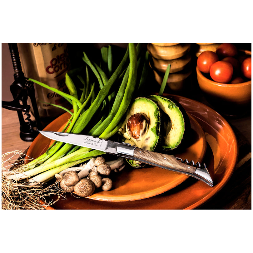 Coltello da tasca con cavatappi "Luxury Line - Olive Wood" cm 8,5/11,5