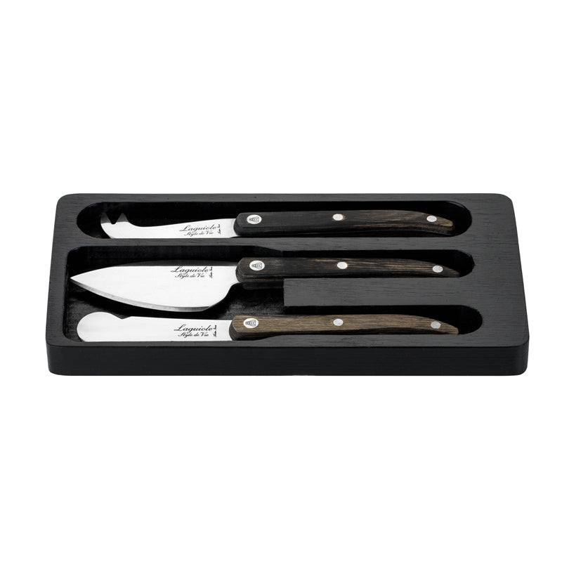 Set 3 coltelli formaggio "Innovation Line - Grey Pakka" cm 5,5/6/6,7