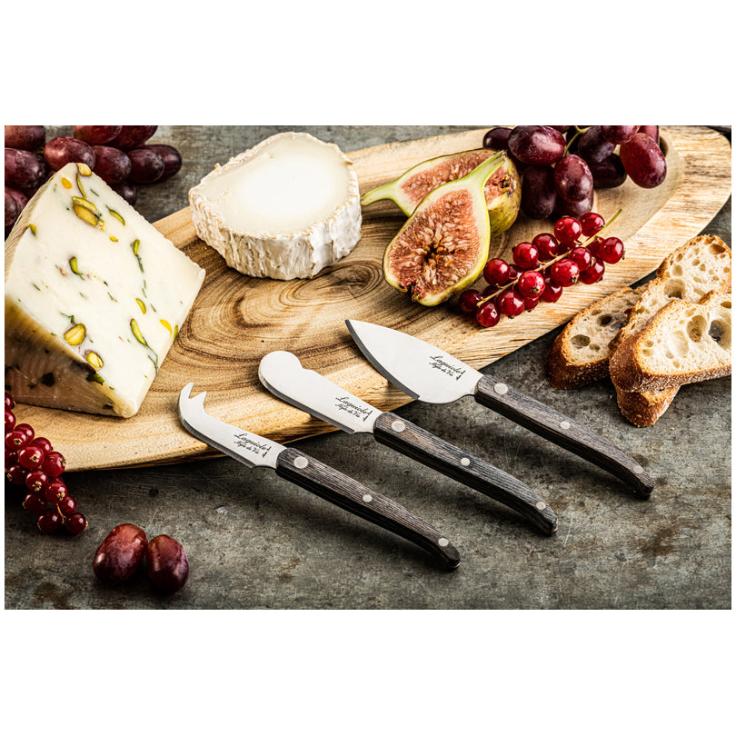 Set 3 coltelli formaggio "Innovation Line - Grey Pakka" cm 5,5/6/6,7