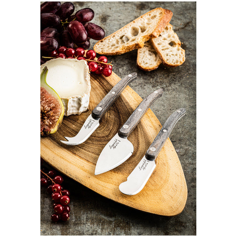 Set 3 coltelli formaggio "Innovation Line - Grey Pakka" cm 5,5/6/6,7