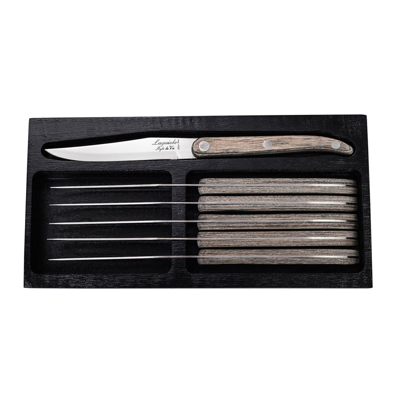 Set 6 coltelli da bistecca "Innovation Line - Grey Pakka" cm 11