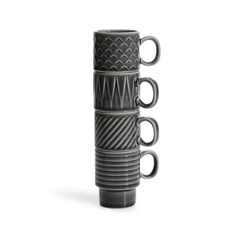 Tazze caffè con rilievo "Coffee & More" in confezione assortita da 4 pezzi cl 10/cm Ø5,5x7