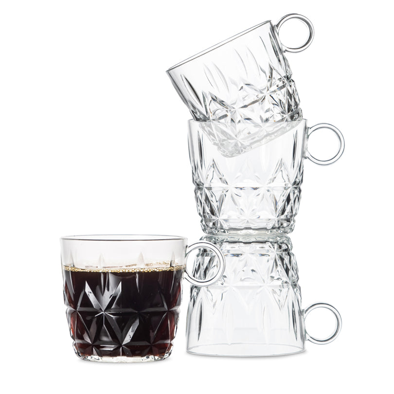 Tazza caffè con rilievo "Picnic", confezione 4 pezzi ml 200/cm Ø8x8