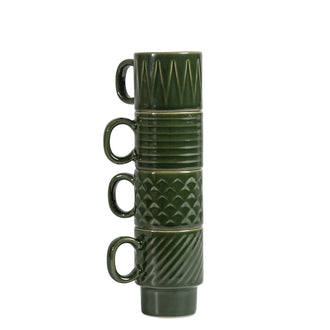 Tazza caffè con rilievo "Coffee & More" confezione assortita da 4 pezzi cl 10/cm Ø5,5x7