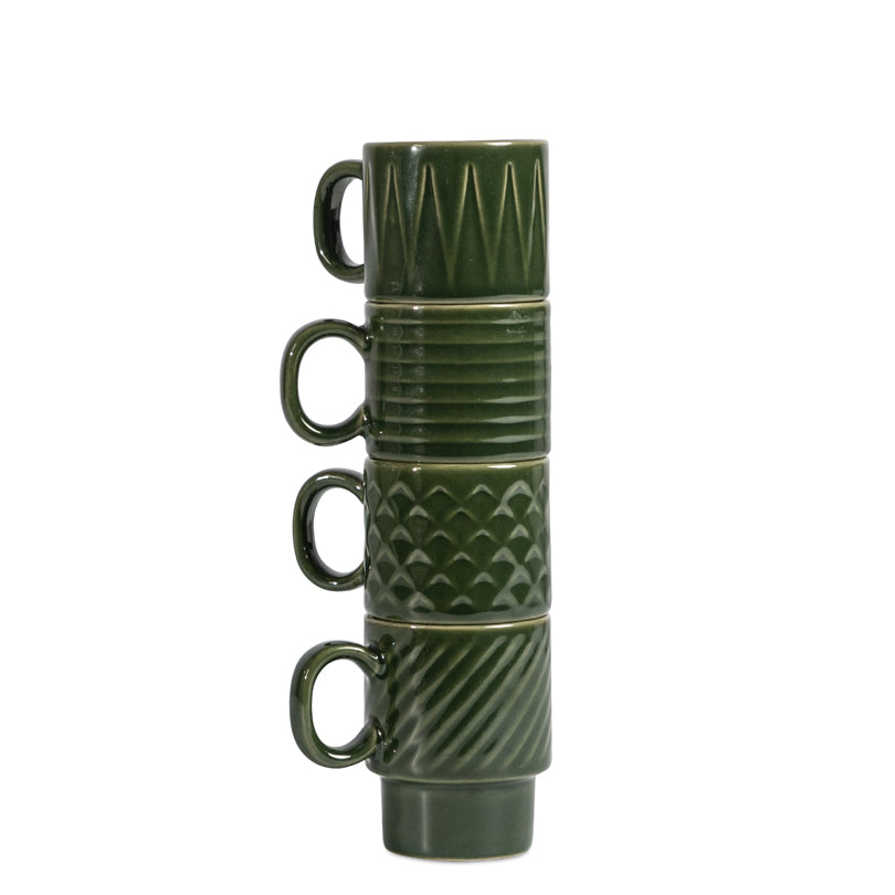 Tazza caffè con rilievo "Coffee & More" confezione assortita da 4 pezzi cl 10/cm Ø5,5x7