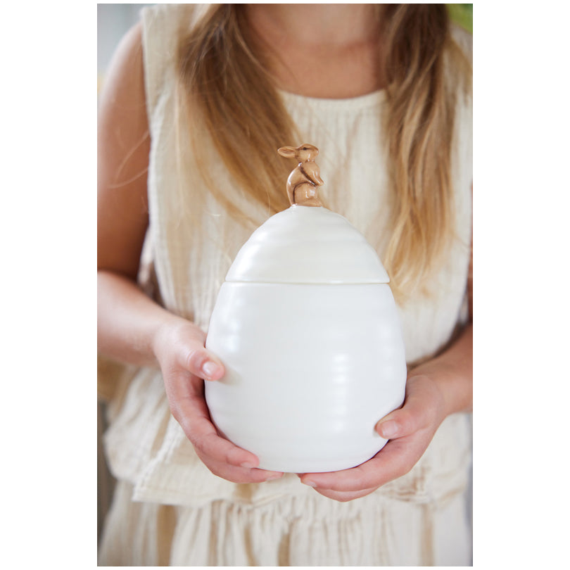 Contenitore con coniglio sul coperchio "Ellen" cm Ø11,5x18,5