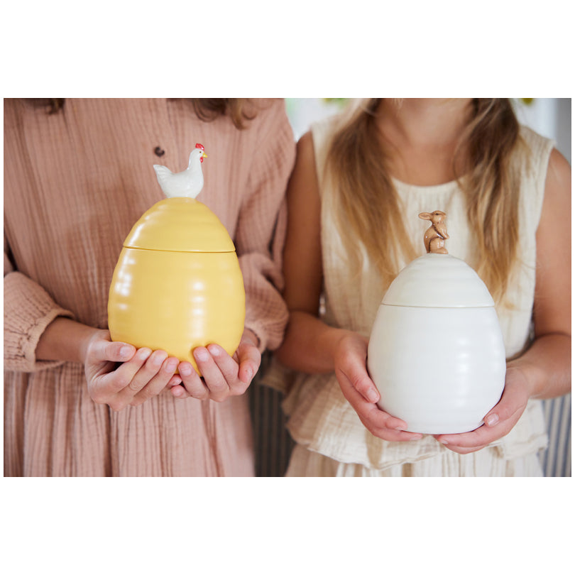 Barattolo con gallina sul coperchio "Ellen" cm Ø11,5x18,5