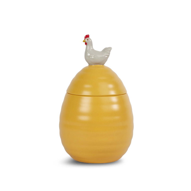 Barattolo con gallina sul coperchio "Ellen" cm Ø11,5x18,5