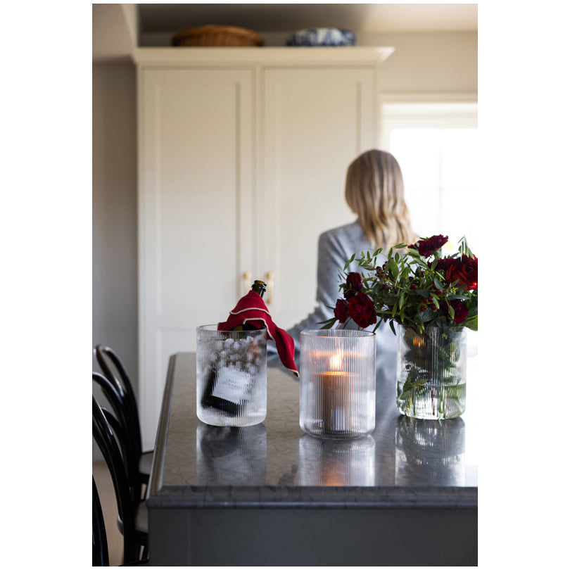 Vaso fiori/Lume tondo "Blanka" cm Ø15x20