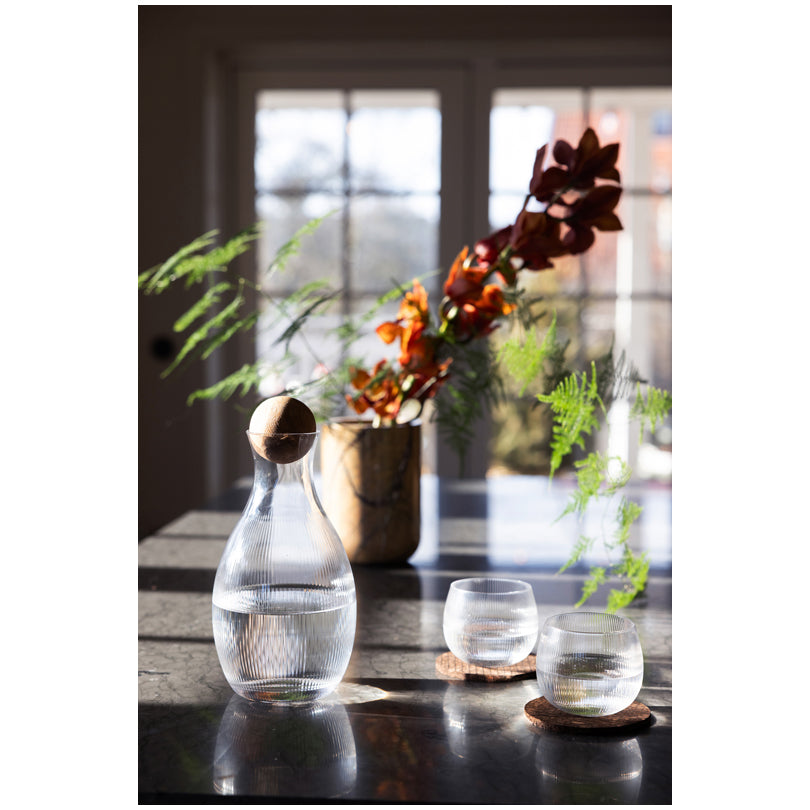 Caraffa d'acqua "Blanka" con sfera in legno di quercia l 1,4/cm Ø12x22,5