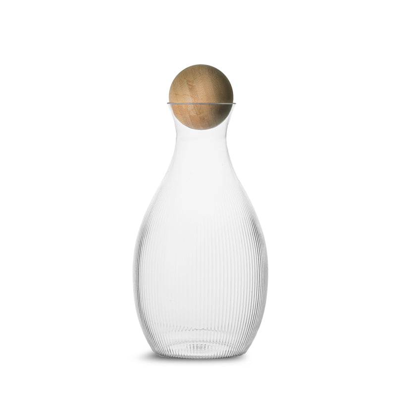 Caraffa d'acqua "Blanka" con sfera in legno di quercia l 1,4/cm Ø12x22,5
