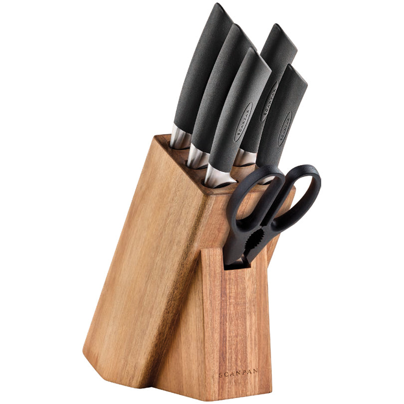 Ceppo coltelli "Sax" con 5 coltelli e forbice