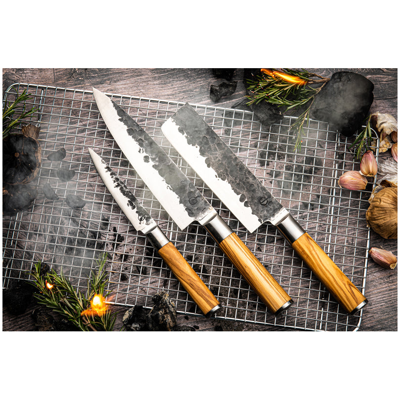 Set 3 coltelli "Forged - Olive" cm 20/18/13