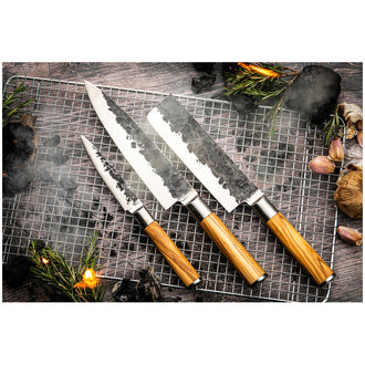 Set 3 coltelli "Forged - Olive" cm 20/18/13