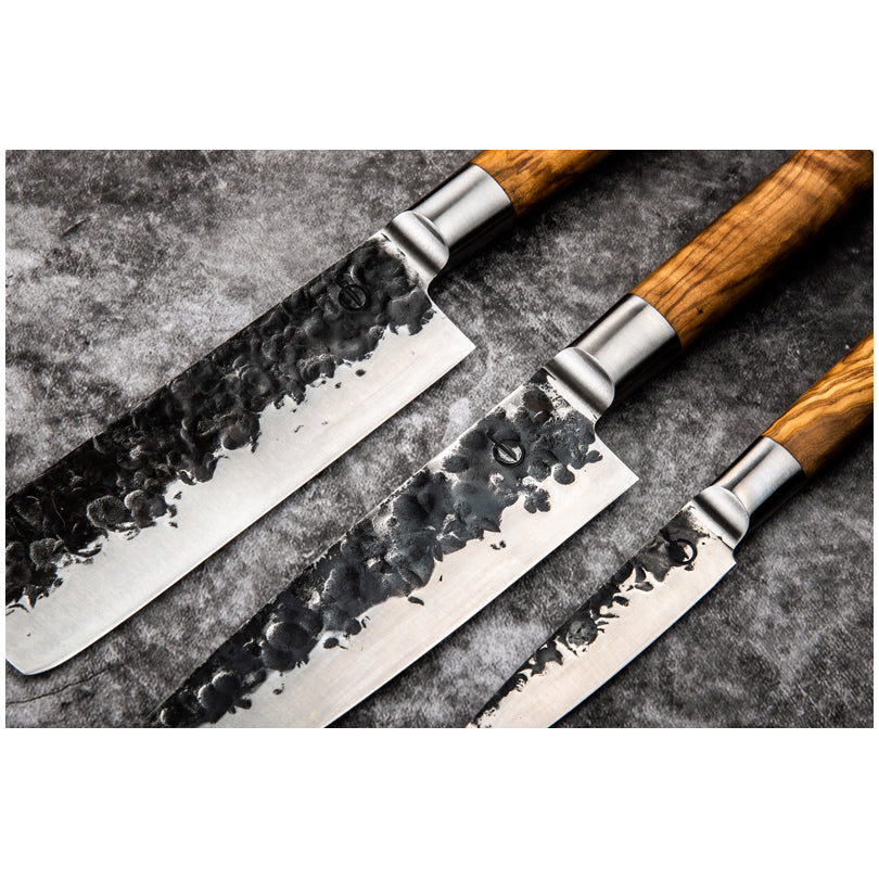 Set 3 coltelli "Forged - Olive" cm 20/18/13
