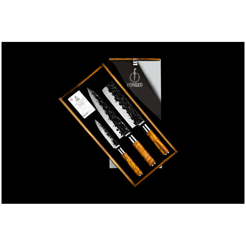 Set 3 coltelli "Forged - Olive" cm 20/18/13