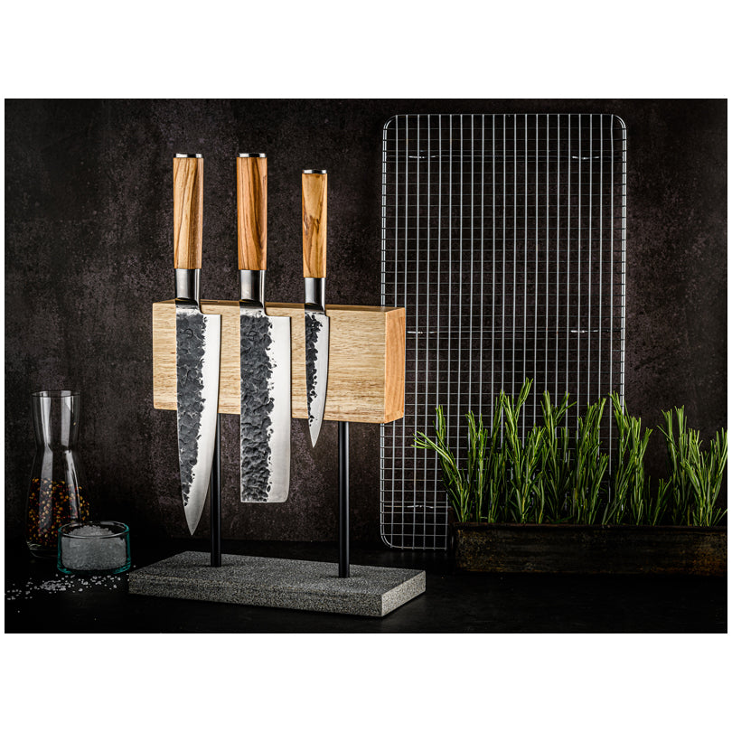 Set 3 coltelli "Forged - Olive" cm 20/18/13