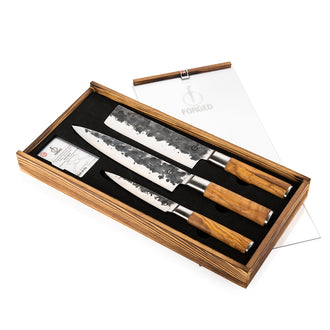 Set 3 coltelli "Forged - Olive" cm 20/18/13