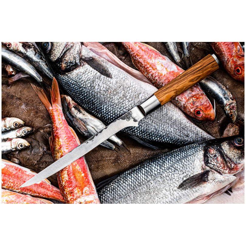 Coltello per sfilettare pesce "Forged - Olive" cm 18/31