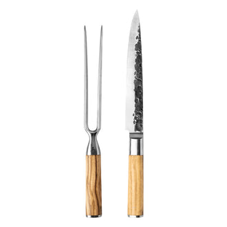 Set arrosto "Forged Olive", composto da coltello trinciante e forchettone cm 15/19