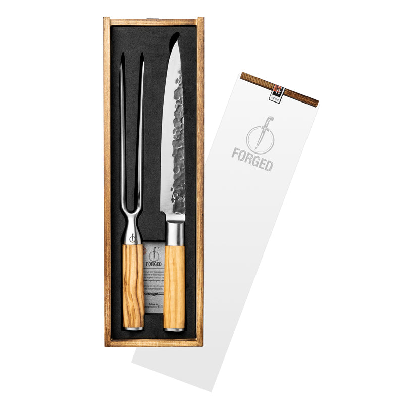 Set arrosto "Forged Olive", composto da coltello trinciante e forchettone cm 15/19