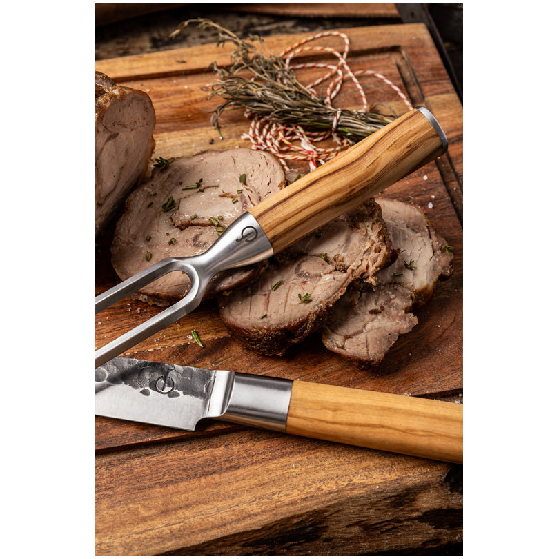 Set arrosto "Forged Olive", composto da coltello trinciante e forchettone cm 15/19