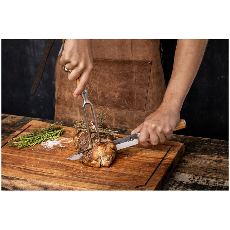 Set arrosto "Forged Olive", composto da coltello trinciante e forchettone cm 15/19