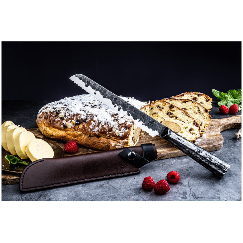Coprilama in pelle per coltello pane "Forged" cm 20