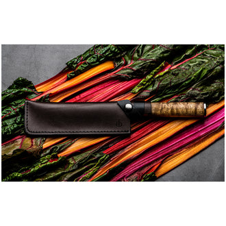 Coprilama in pelle per coltello verdure "Forged" cm 18