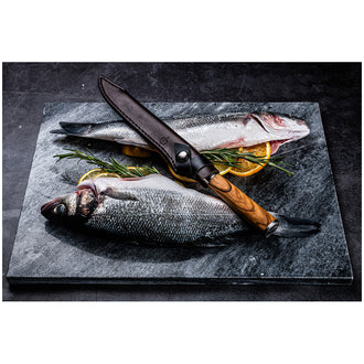 Coprilama in pelle per coltello per sfilettare pesce "Forged" cm 18