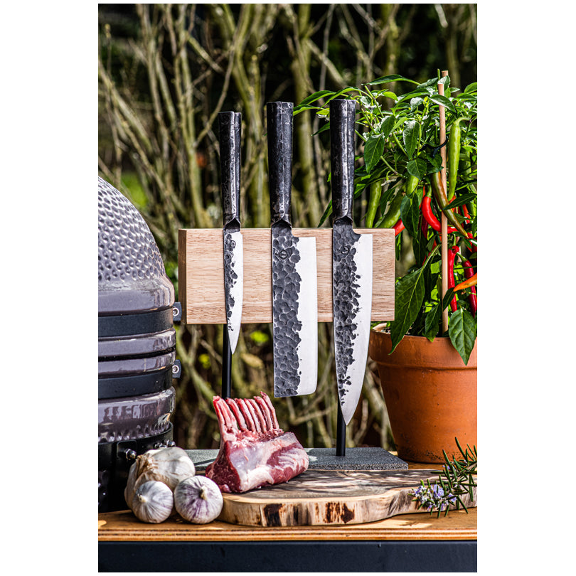 Ceppo portacoltelli magnetico su base in pietra naturale cm 25x12x27,5